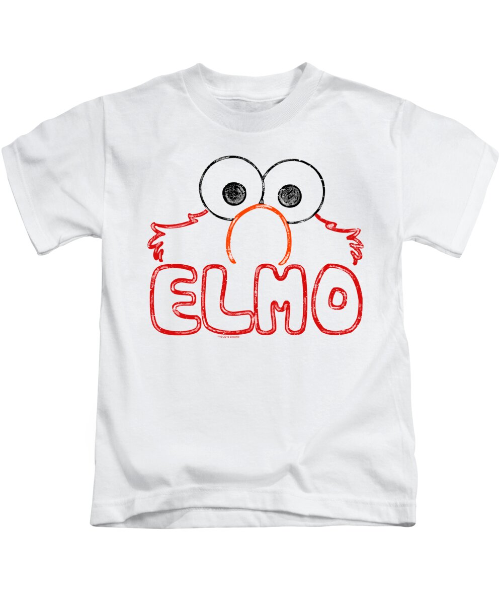  Kids T-Shirt featuring the digital art Sesame Street - Elmo Letters by Brand A