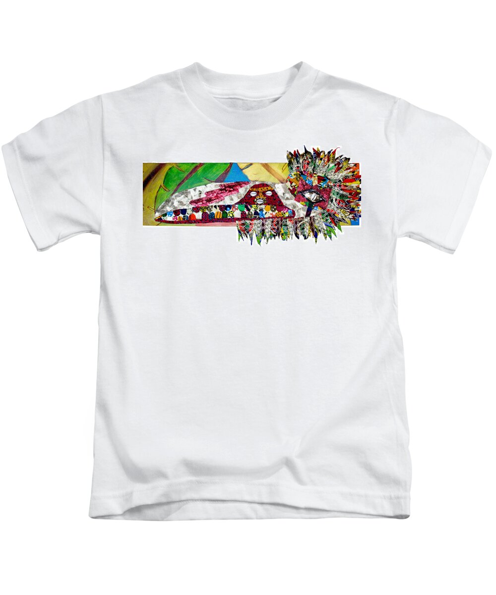 Bird Kids T-Shirt featuring the tapestry - textile Shango Firebird by Apanaki Temitayo M