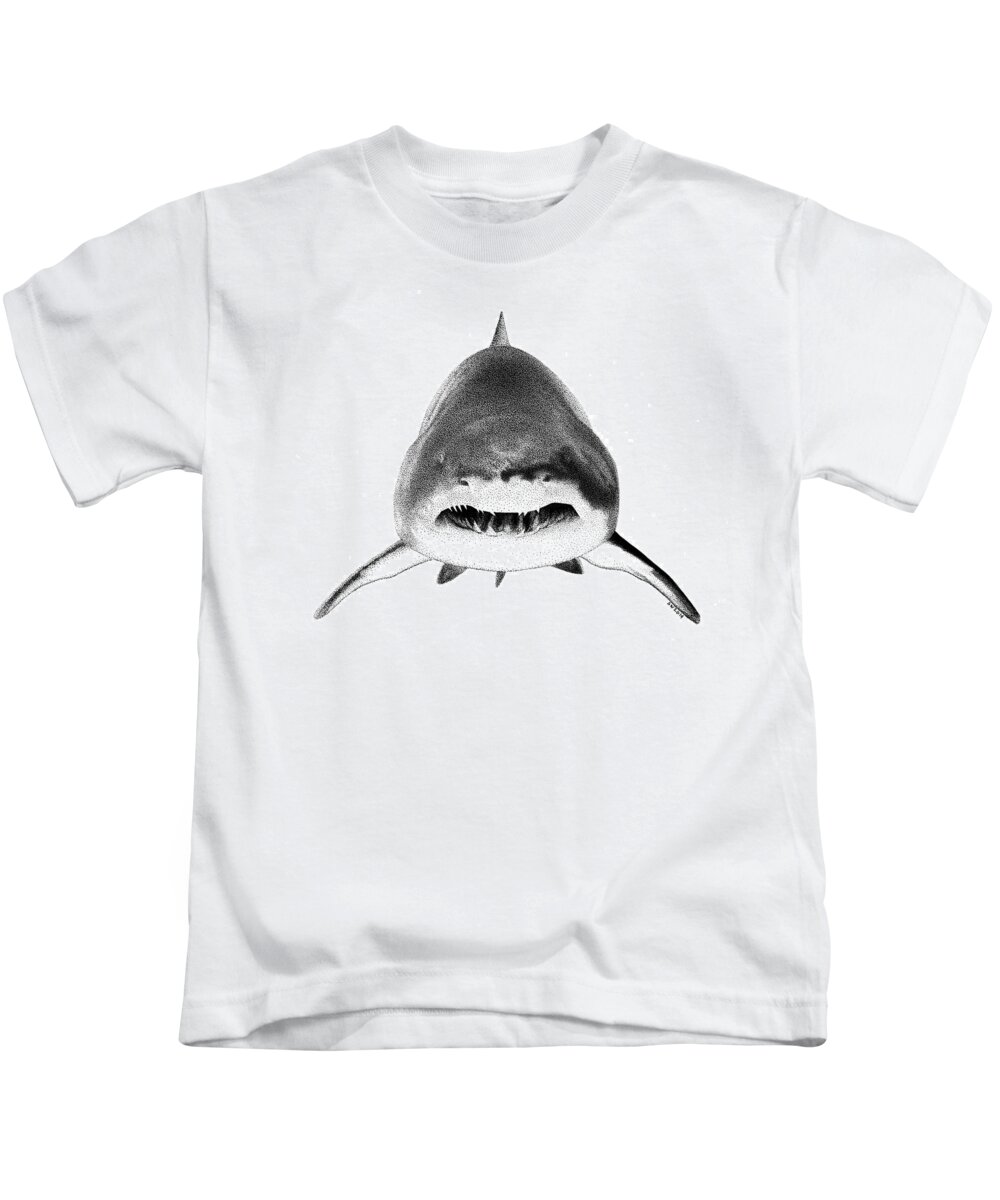 Shark Kids T-Shirt featuring the drawing Shark by Scott Woyak