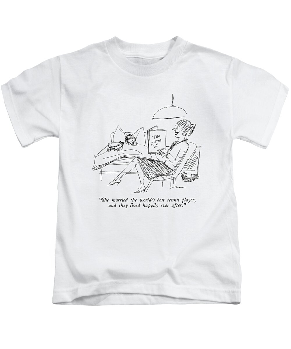 

 Mother To Daughter Kids T-Shirt featuring the drawing She Married The World's Best Tennis Player by Al Ross