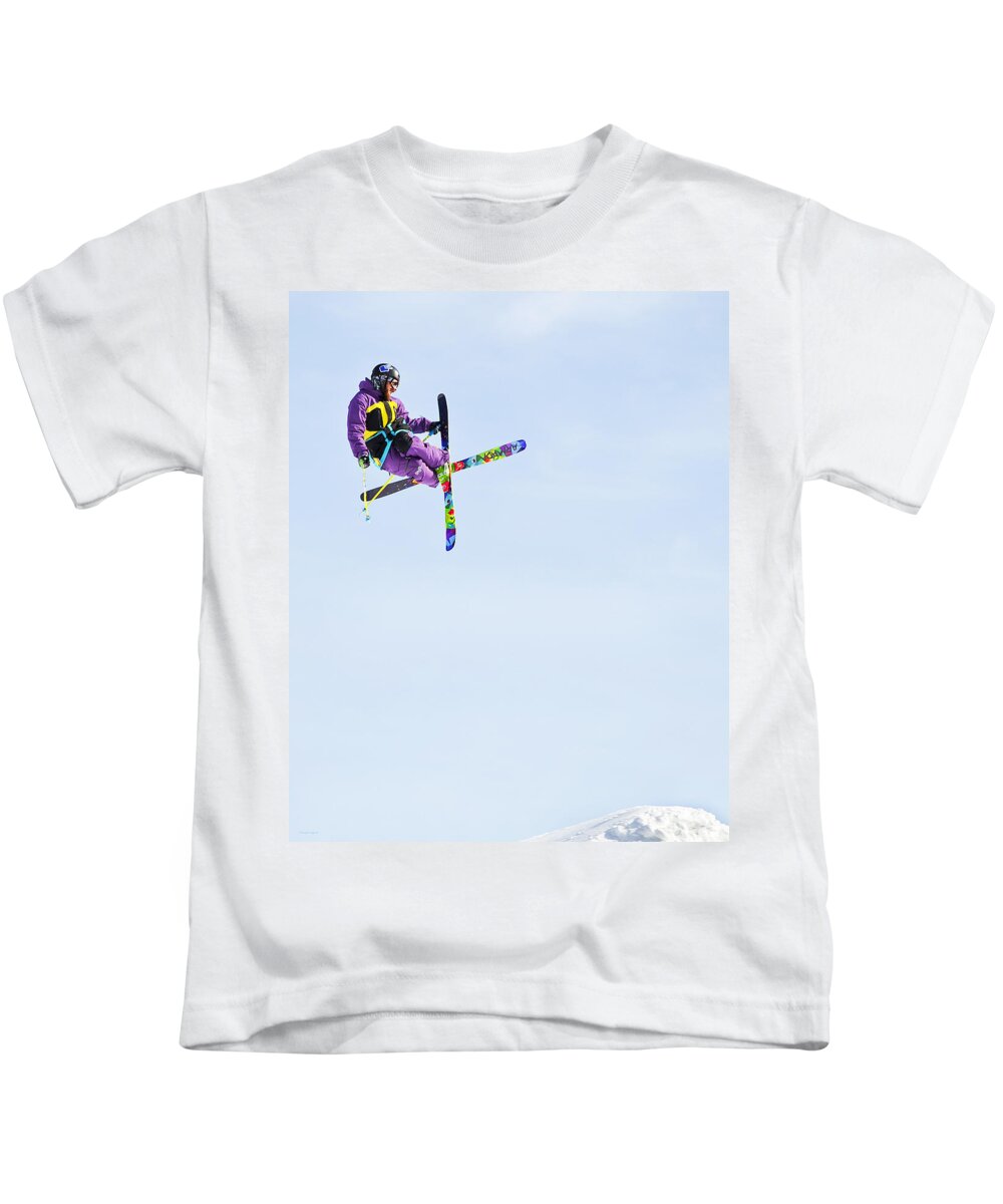 Skiers Kids T-Shirt featuring the photograph Ski X by Theresa Tahara