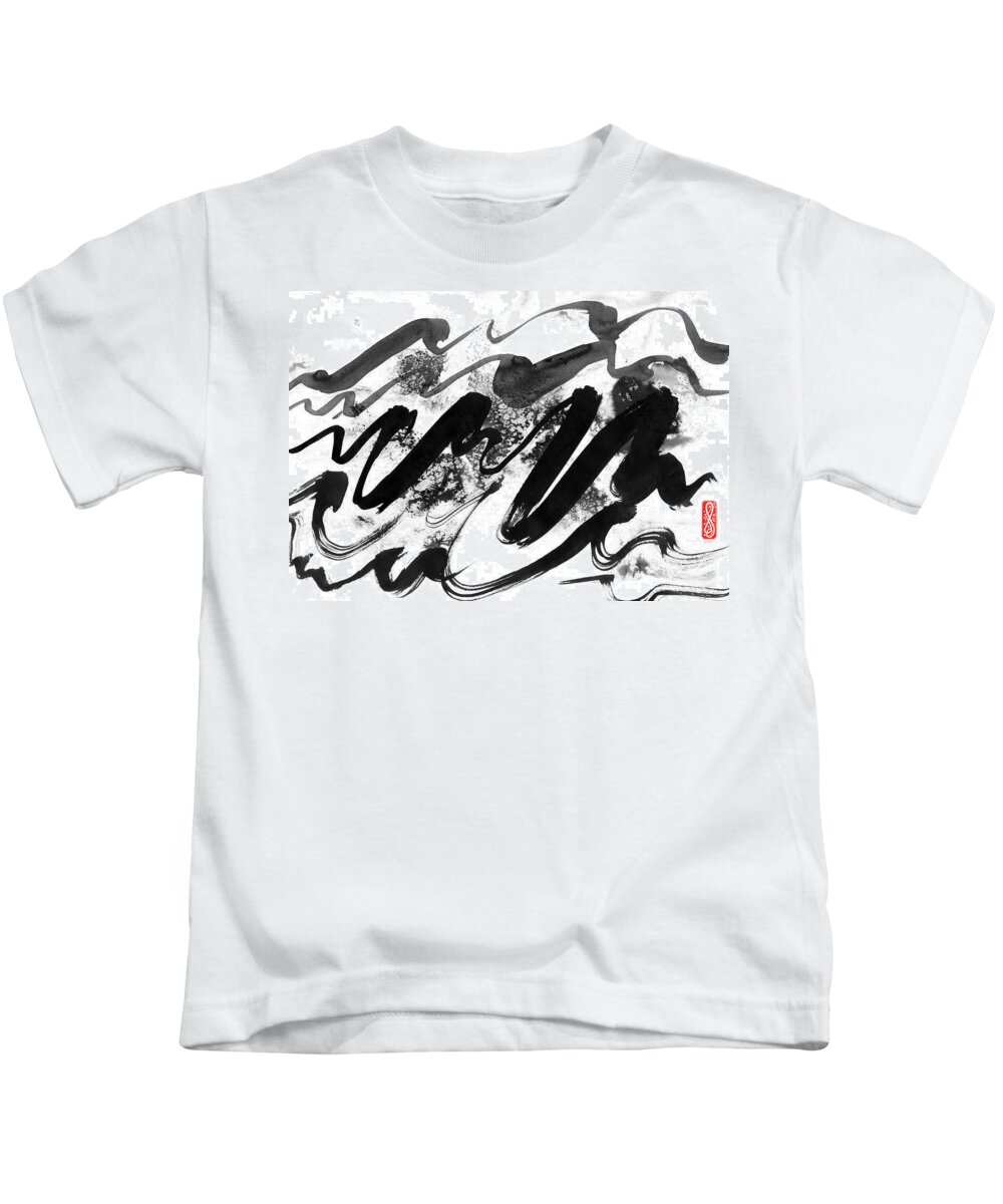 Hakon Kids T-Shirt featuring the painting Snowy Landscape by Hakon Soreide