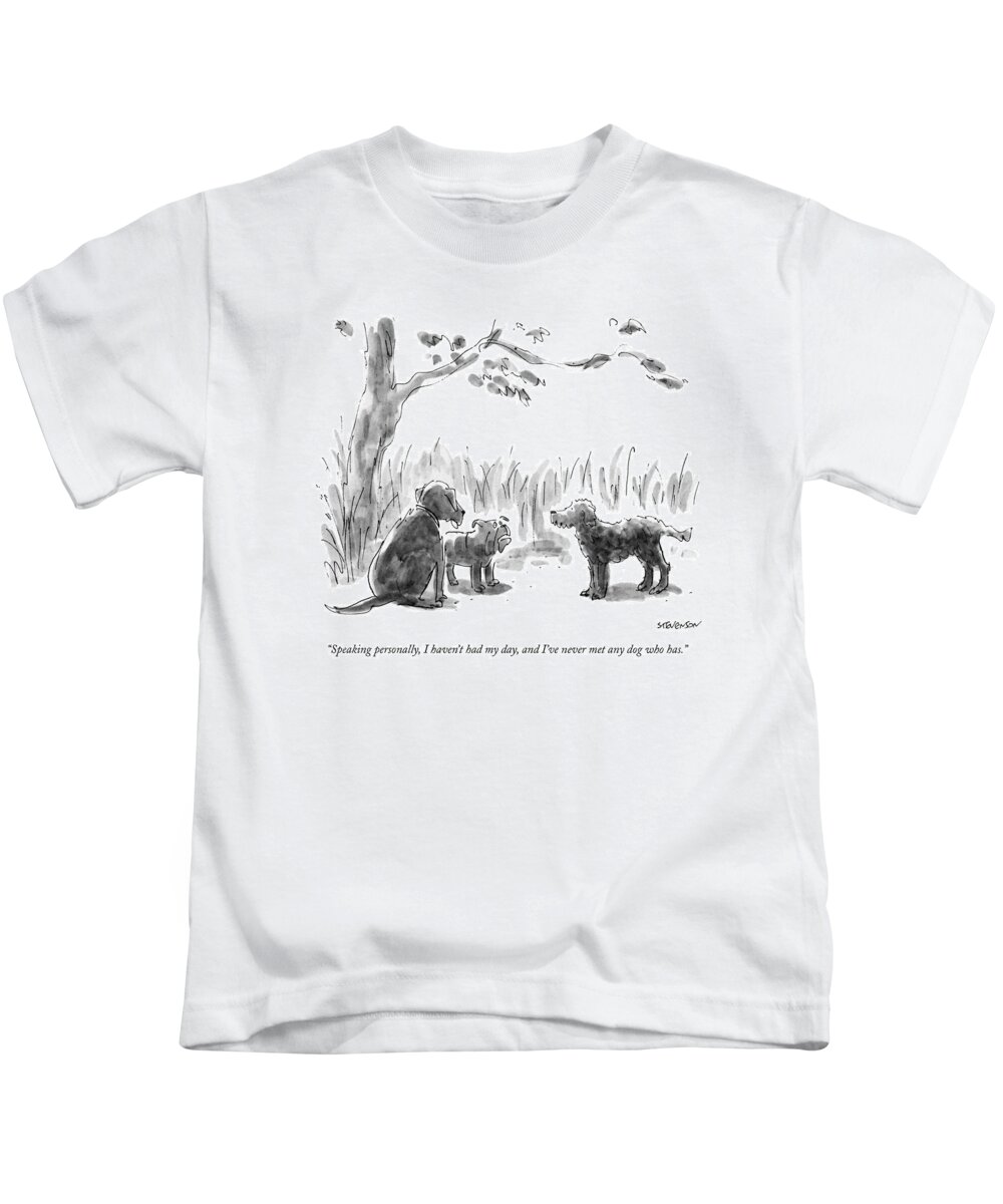 Animals Kids T-Shirt featuring the drawing Speaking Personally by James Stevenson