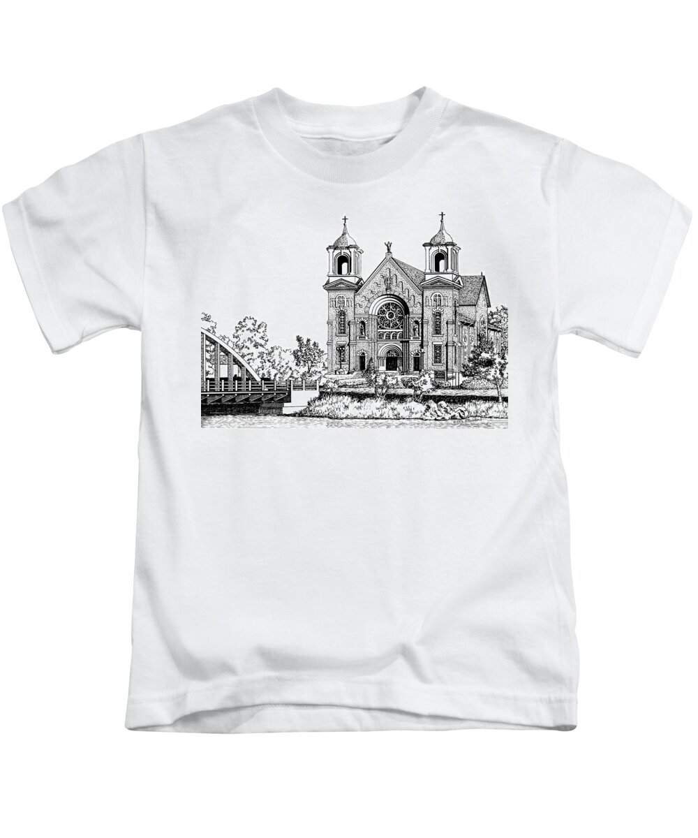 St. Joseph Parish Kids T-Shirt featuring the drawing St. Joseph Parish by Peter Rashford