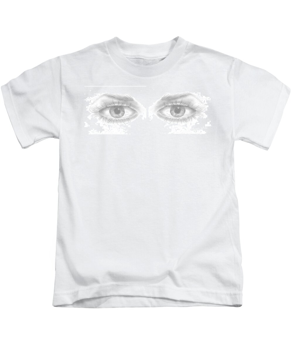 Eyes Kids T-Shirt featuring the drawing Stare by Terry Frederick