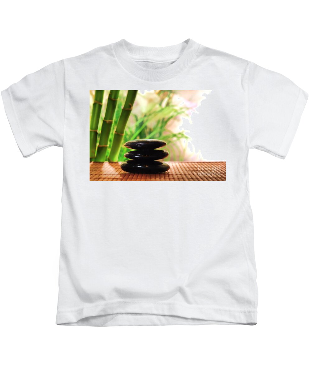 Spa Kids T-Shirt featuring the photograph Stone Cairn by Olivier Le Queinec