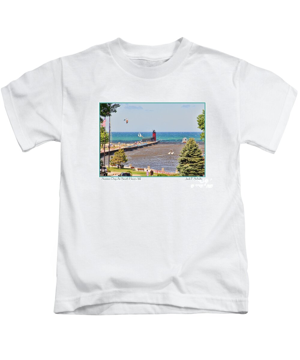 South Haven Kids T-Shirt featuring the photograph Summer Day at South Haven MI by Jack Schultz