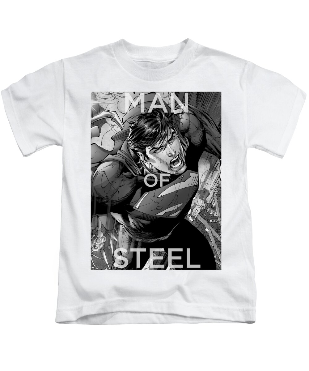  Kids T-Shirt featuring the digital art Superman - Flight Of Steel by Brand A
