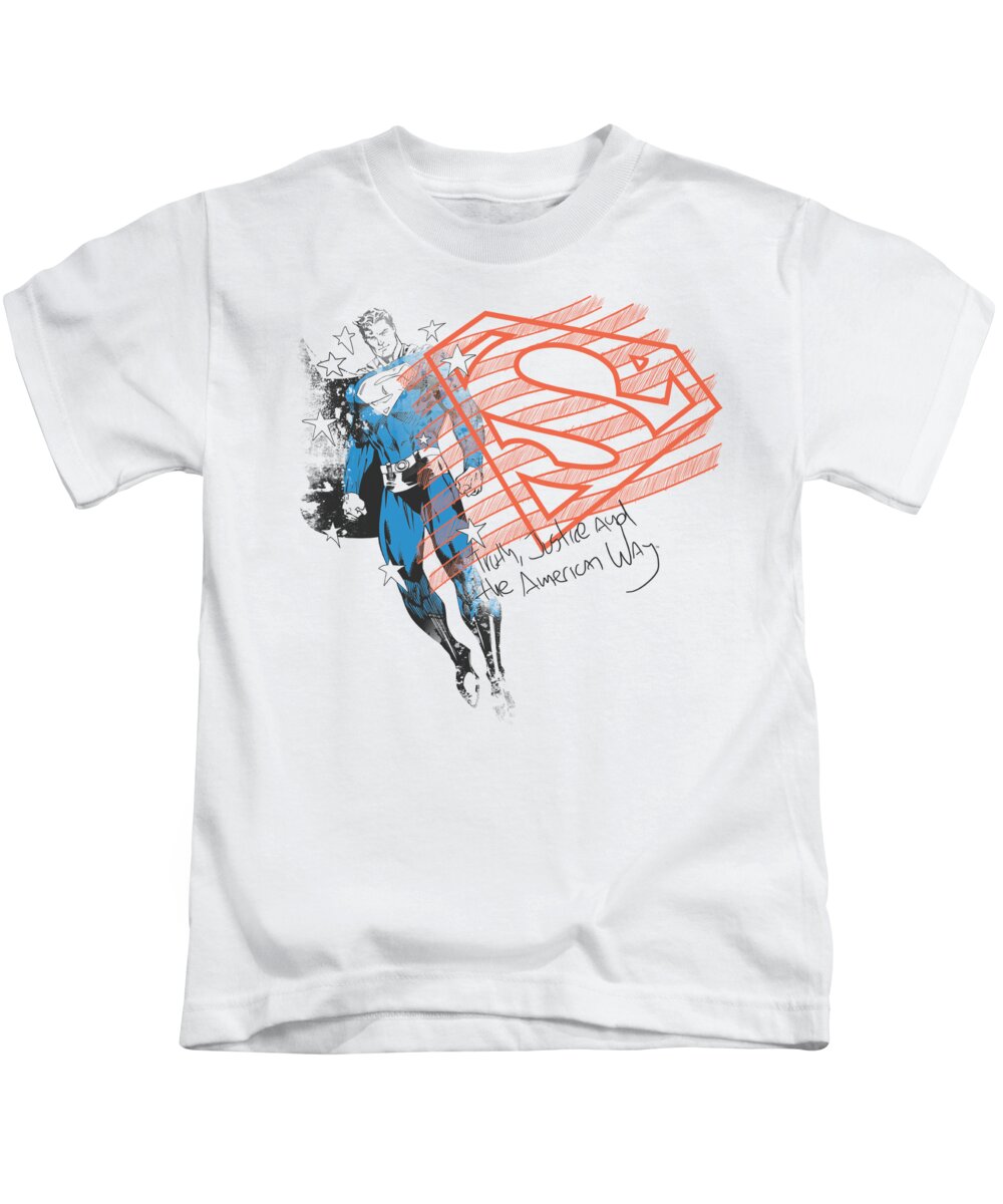 Superman Kids T-Shirt featuring the digital art Superman - Super American Flag by Brand A