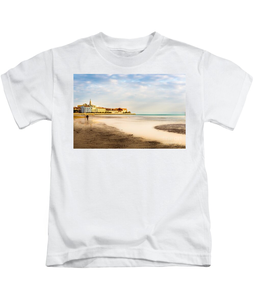 Friaul-julisch Venetien Kids T-Shirt featuring the photograph Take A Walk At The Beach by Hannes Cmarits