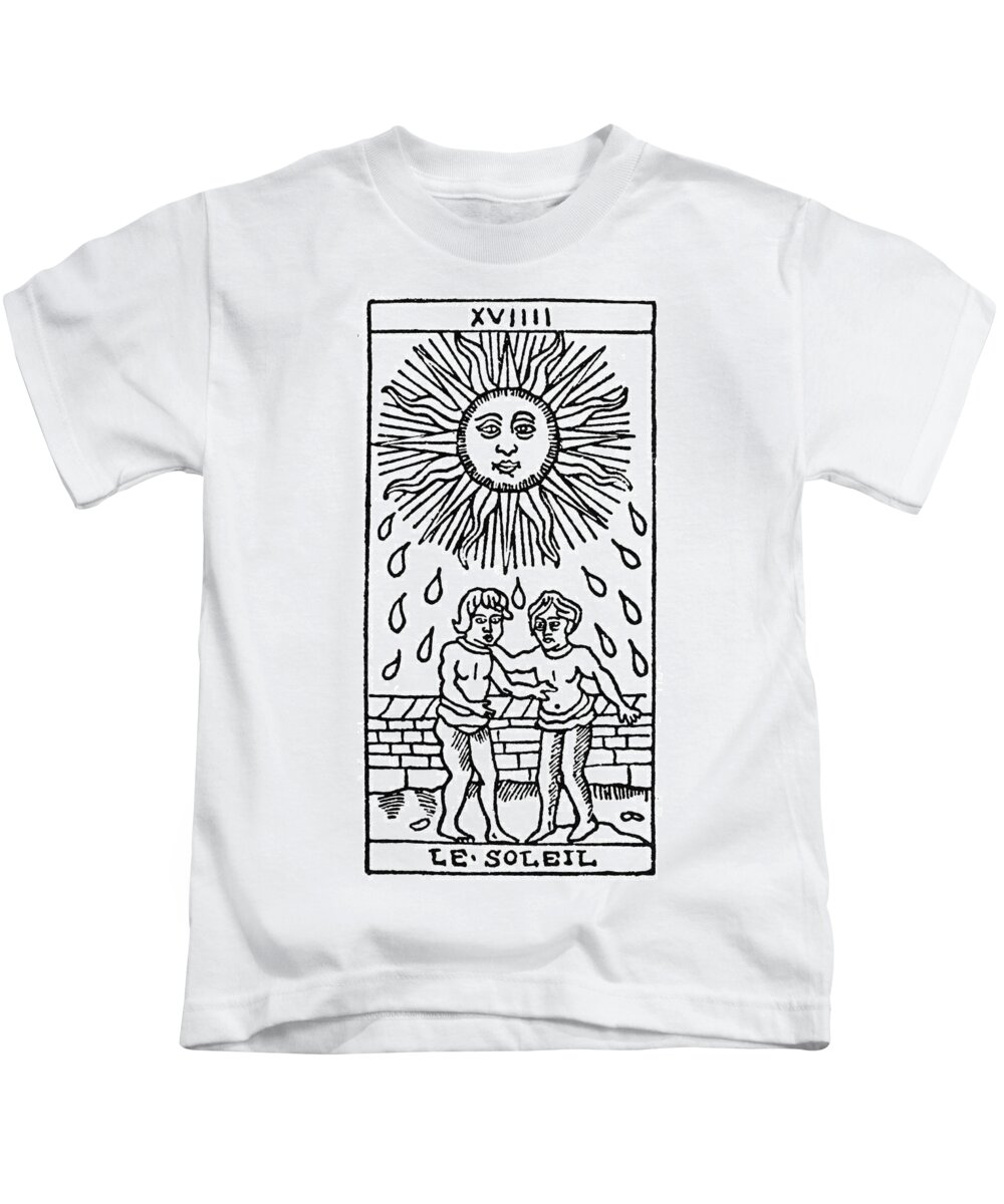 16th Century Kids T-Shirt featuring the painting Tarot Card The Sun by Granger