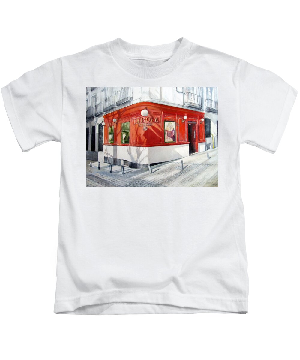 Old Taver Vanvas Print Kids T-Shirt featuring the painting La Bola Tavern by Tomas Castano