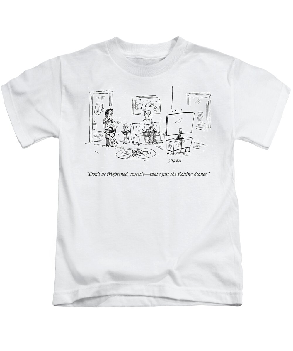 Cartoon Kids T-Shirt featuring the drawing That's Just The Rolling Stones by David Sipress