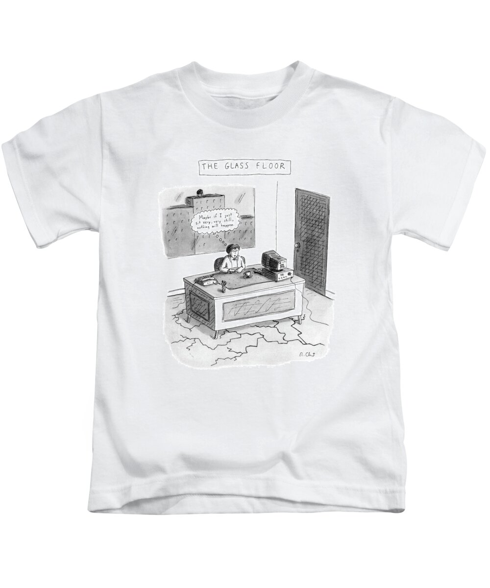 Business Kids T-Shirt featuring the drawing The Glass Floor by Roz Chast