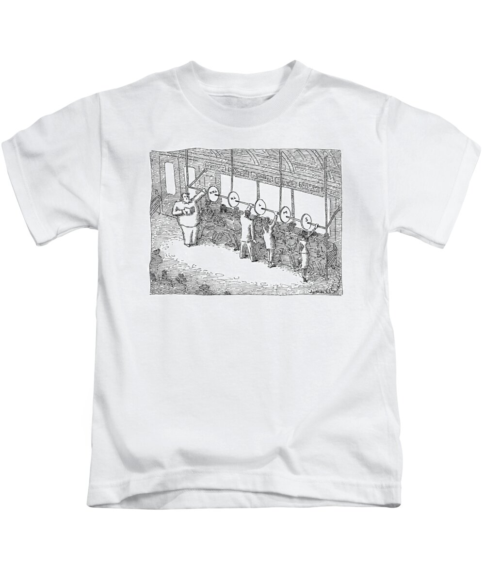Subway Kids T-Shirt featuring the drawing The Inside Of A Subway Car Is Organized With Size by John O'Brien