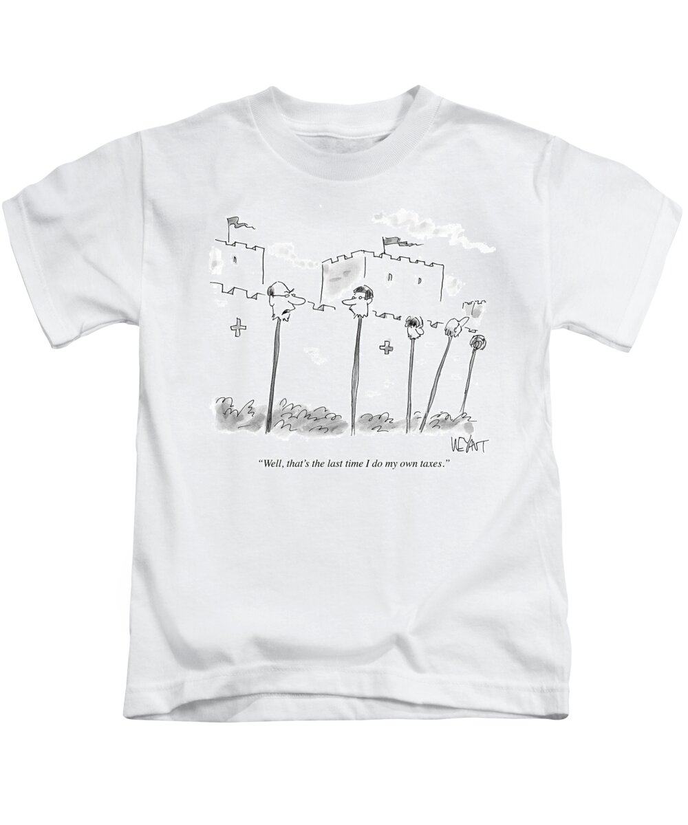 Well Kids T-Shirt featuring the drawing The Last Time I Do My Own Taxes by Christopher Weyant