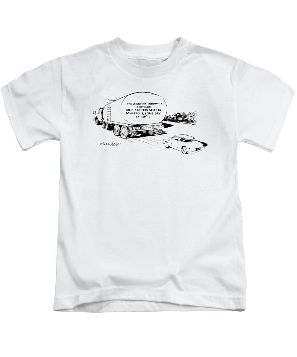 Autos Kids T-Shirt featuring the drawing 'the Scientific Community Is Divided. Some Say by Mischa Richter