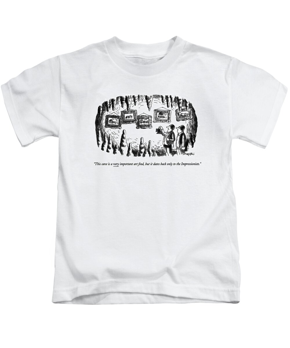  Kids T-Shirt featuring the drawing This Cave Is A Very Important Art Find by Henry Martin
