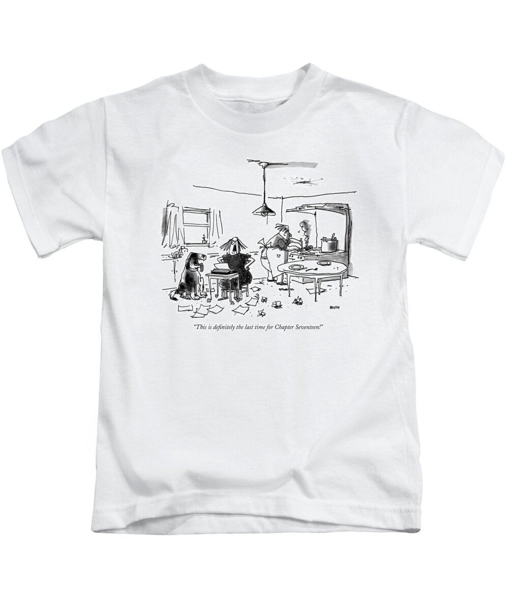 Writing Kids T-Shirt featuring the drawing This Is Definitely The Last Time For Chapter by George Booth