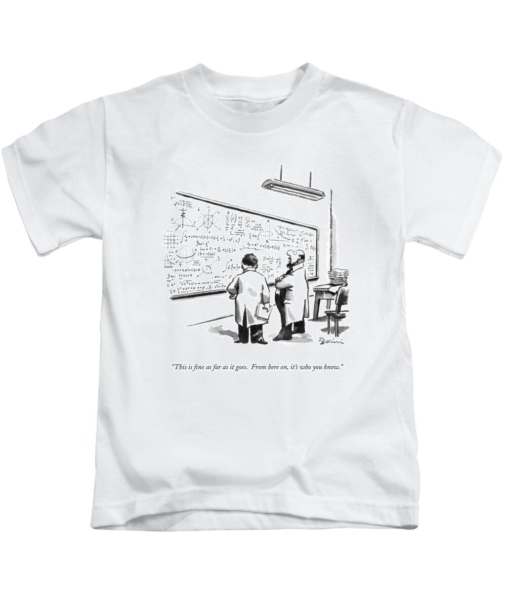 Education Kids T-Shirt featuring the drawing This Is Fine As Far As It Goes. From Here by Eldon Dedini