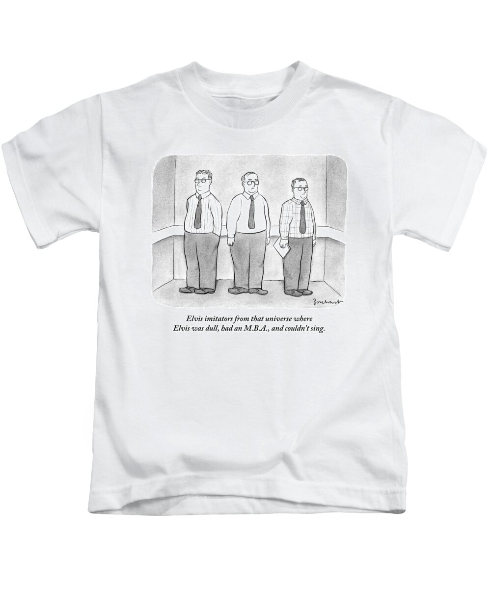 Elvis Presley Kids T-Shirt featuring the drawing Three Men Similarly Dressed In Business Clothes by David Borchart