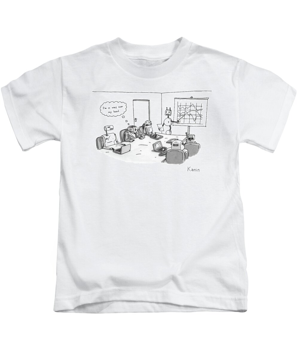 Toasters Kids T-Shirt featuring the drawing Toaster-headed Man In A Business Meeting by Zachary Kanin