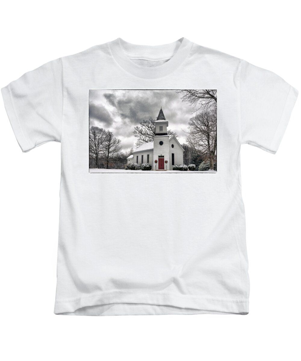 Church Kids T-Shirt featuring the photograph Touch of Winter by Robert Fawcett