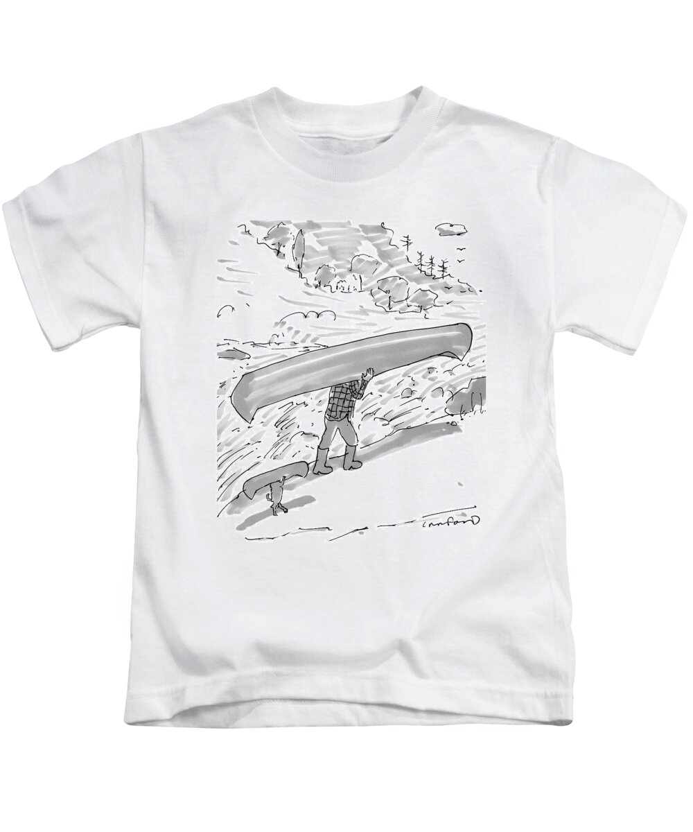 Canoe Kids T-Shirt featuring the drawing New Yorker October 17th, 2016 by Michael Crawford