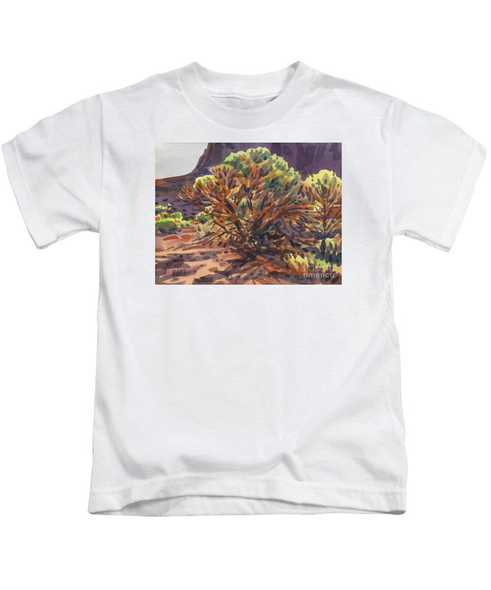 Juniper Kids T-Shirt featuring the painting Utah Juniper by Donald Maier