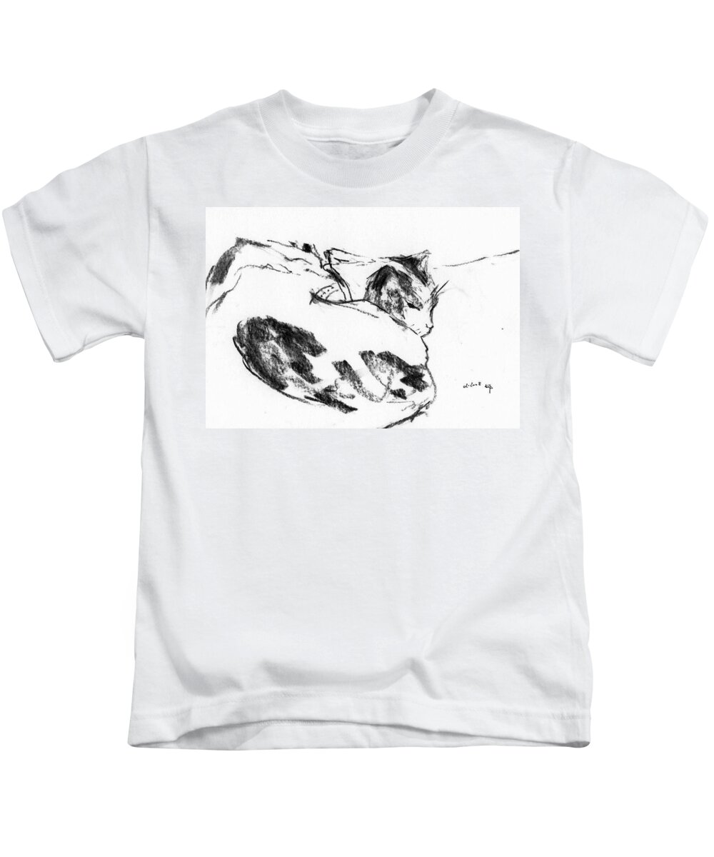 Cat Kids T-Shirt featuring the drawing Vi_6 by Karina Plachetka