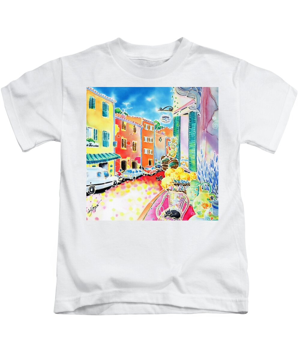 France Kids T-Shirt featuring the painting Ville lumineuse by Hisayo OHTA