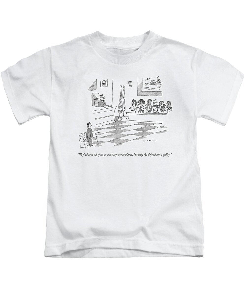 Law Kids T-Shirt featuring the drawing We Find That All by Michael Maslin