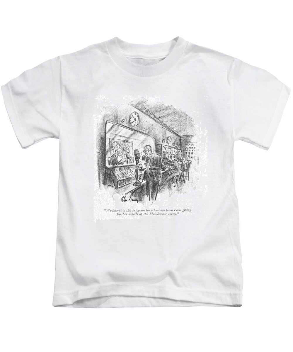109914 Adu Alan Dunn Kids T-Shirt featuring the drawing The Mainbocher Corset by Alan Dunn