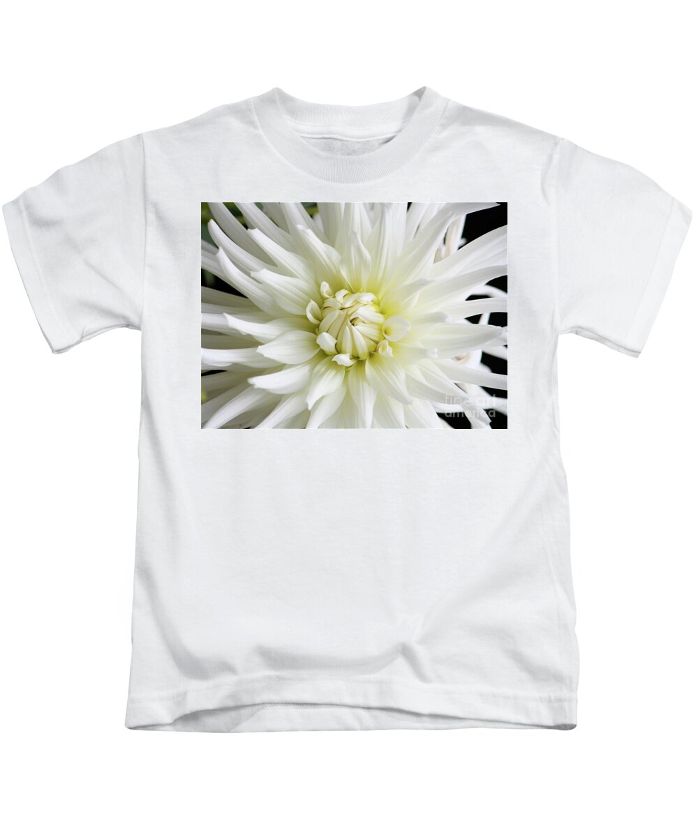 White Flowers Kids T-Shirt featuring the photograph White Dahlia by Lisa Billingsley