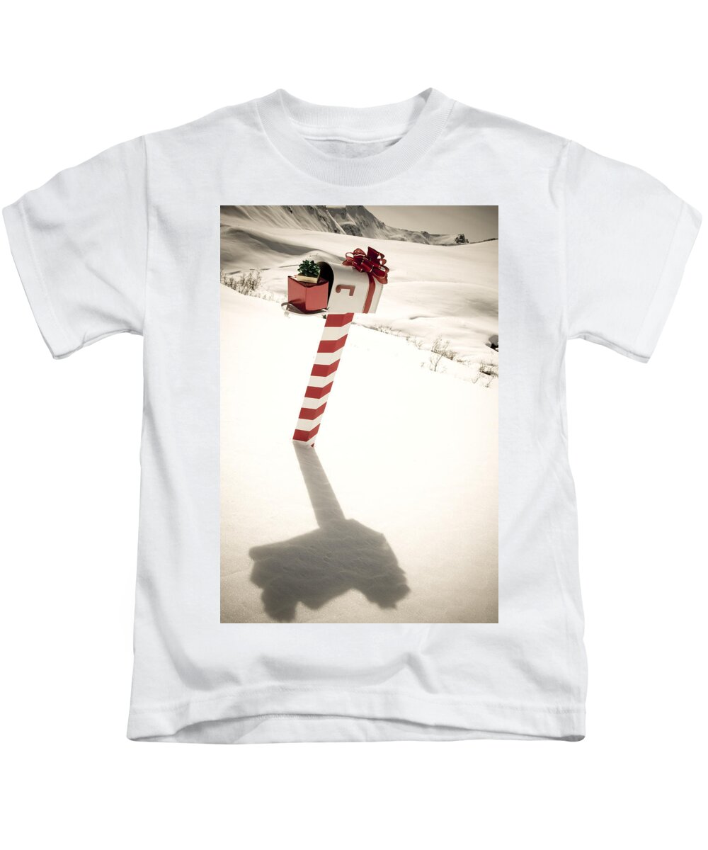 Cold Kids T-Shirt featuring the photograph White Mailbox Decorated For Christmas by Kevin Smith