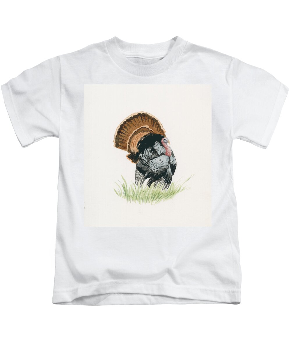 Wild Turkey Kids T-Shirt featuring the painting Wild Turkey by Timothy Livingston