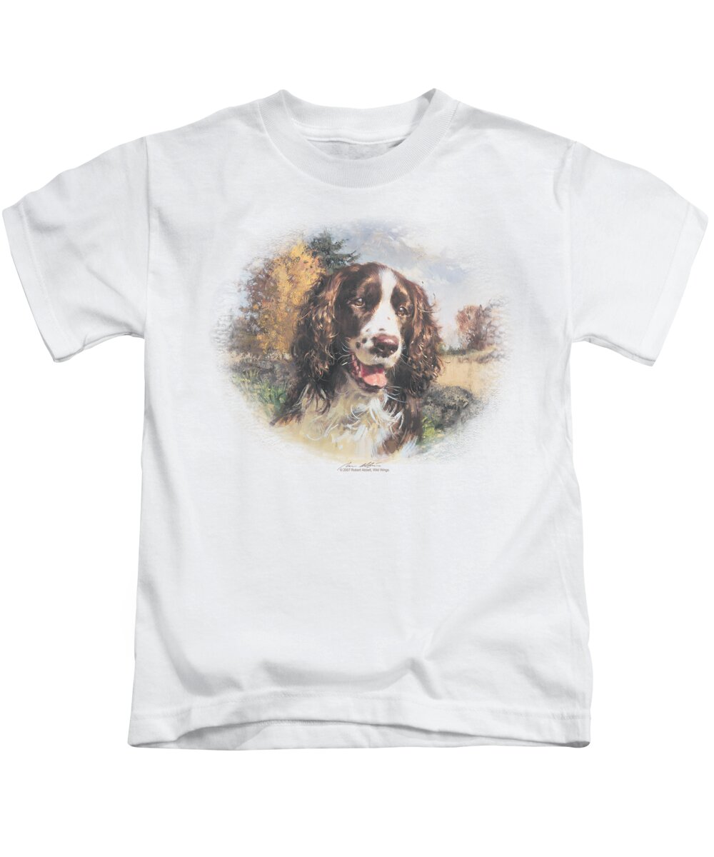 Wildlife Kids T-Shirt featuring the digital art Wildlife - Springer Spaniel Head by Brand A