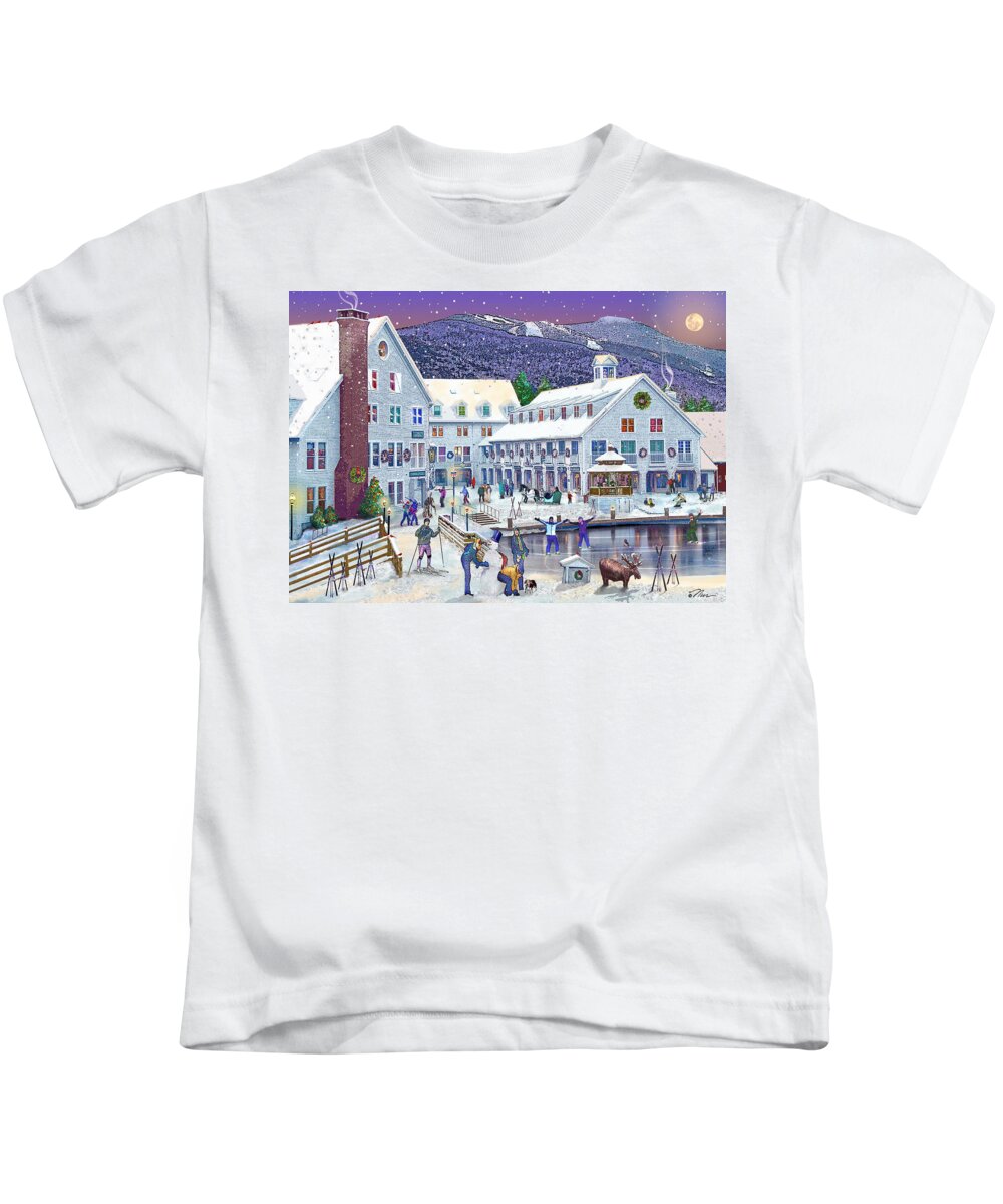 Waterville Valley Kids T-Shirt featuring the digital art Wintertime at Waterville Valley New Hampshire by Nancy Griswold