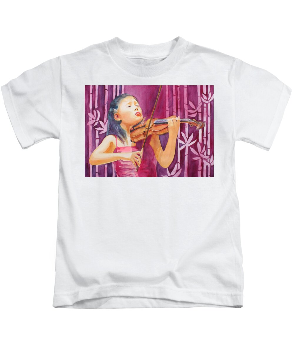 Violin Kids T-Shirt featuring the painting With Feeling by Jenny Armitage
