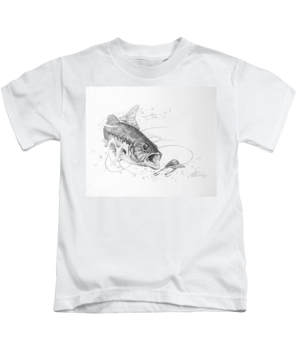 Fishing Kids T-Shirt featuring the drawing Within Striking Distance by T S Carson