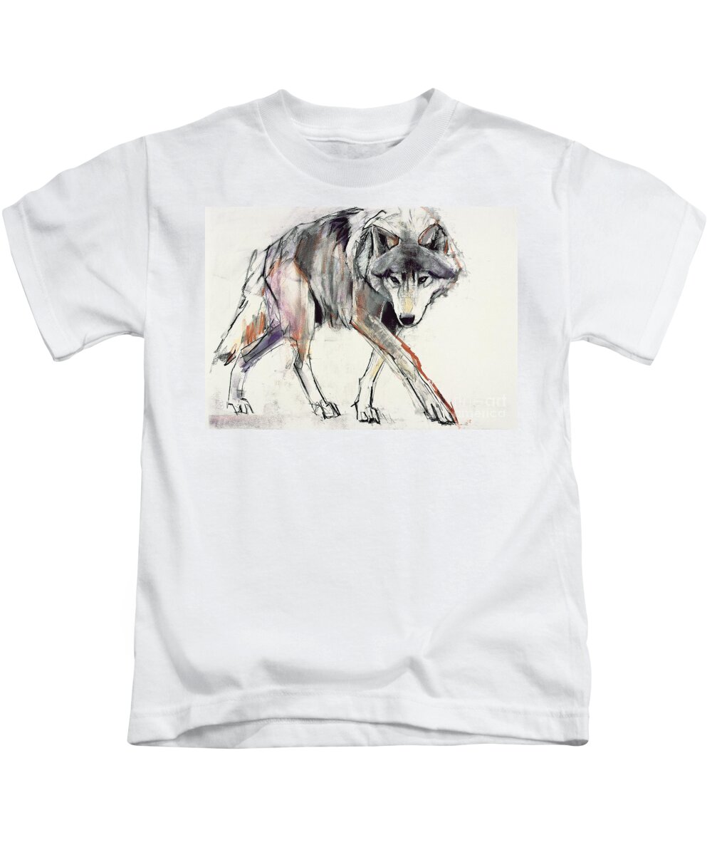 Wolf Kids T-Shirt featuring the painting Wolf by Mark Adlington