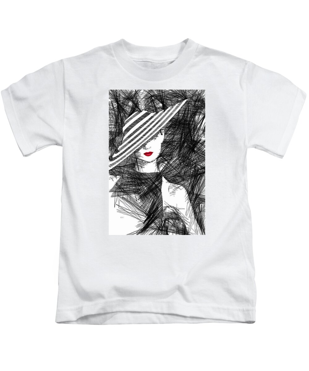 Woman Kids T-Shirt featuring the digital art Woman with a Hat by Rafael Salazar