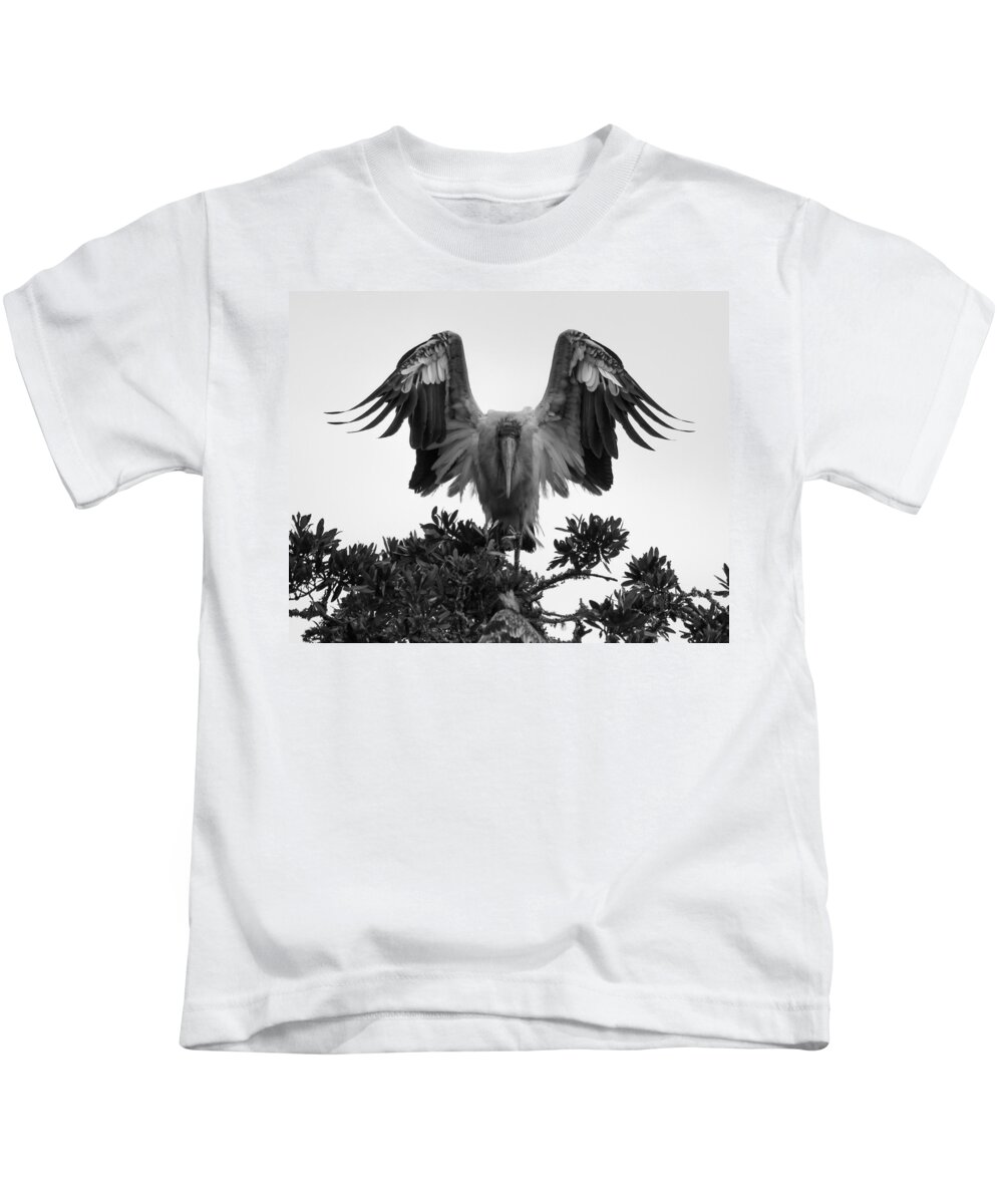 Wood Stork Kids T-Shirt featuring the photograph Wood Stork Spread by Patricia Schaefer