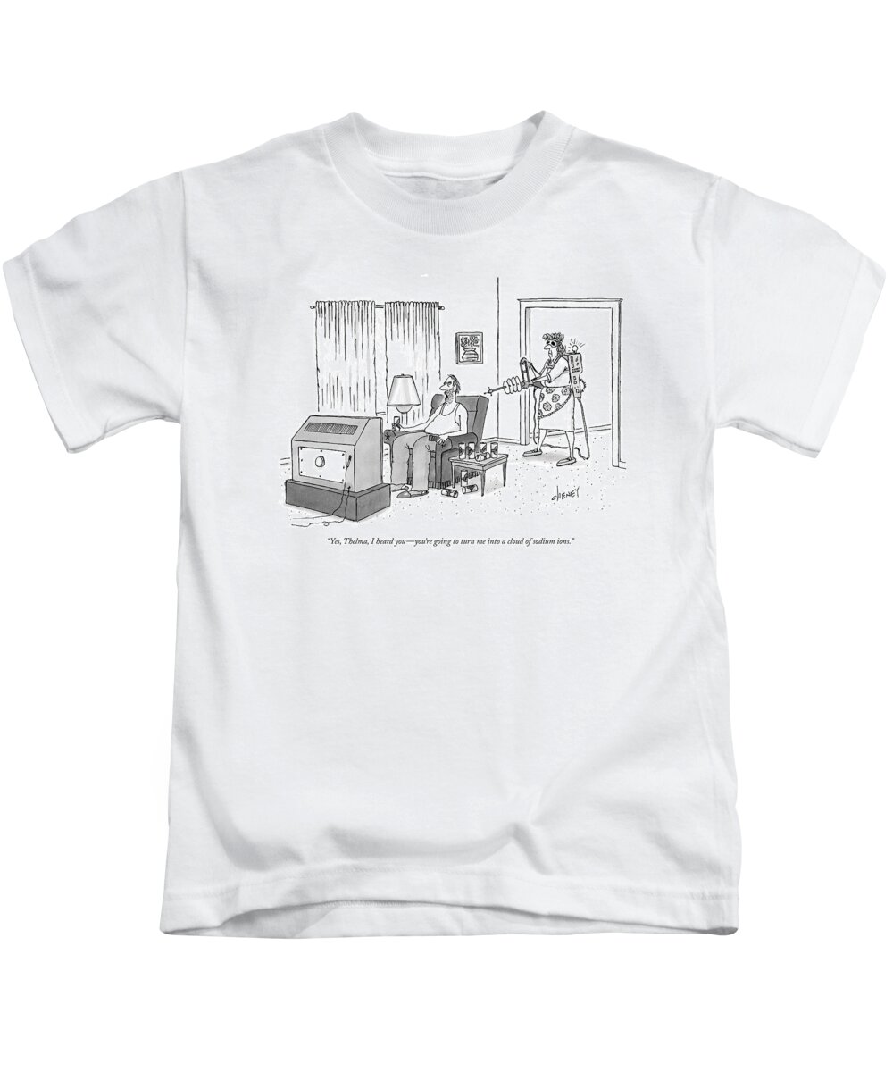 Relationships Problems Marriage Kids T-Shirt featuring the drawing Yes, Thelma, I Heard You - You're Going To Turn by Tom Cheney