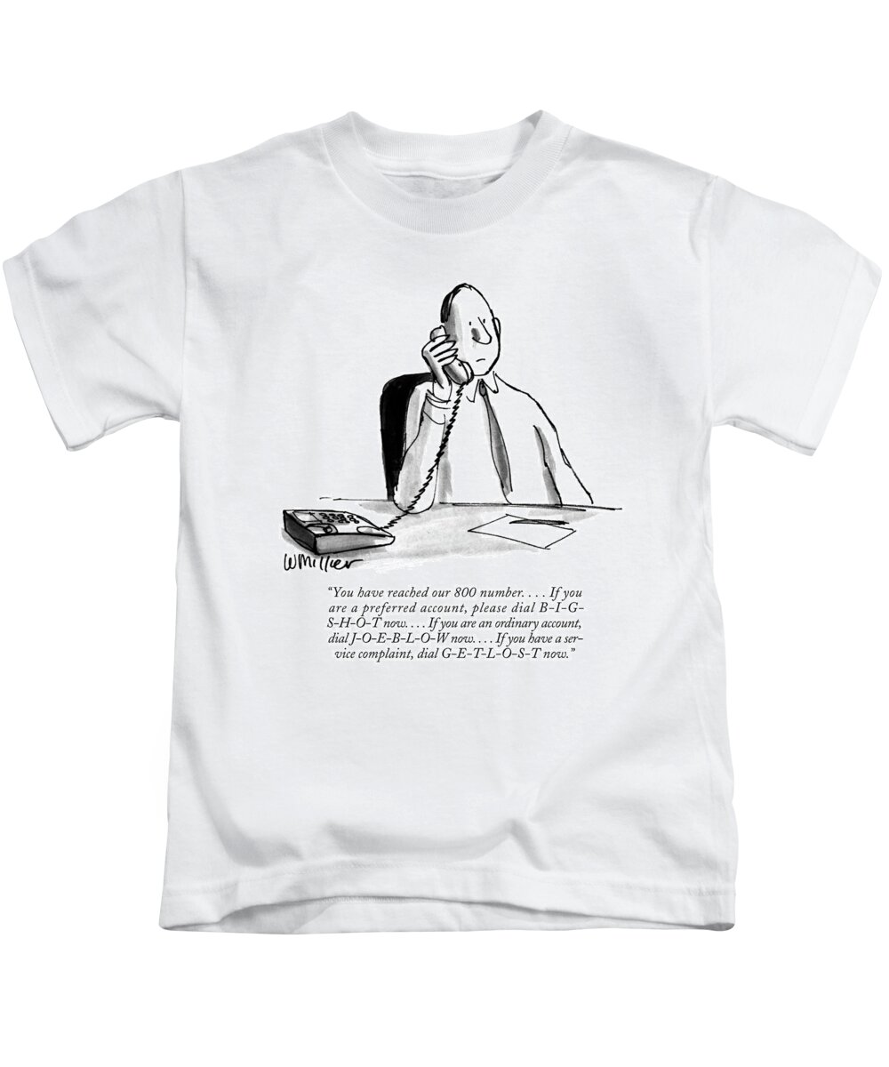 Telephones Kids T-Shirt featuring the drawing You Have Reached Our 800 Number. . . . If by Warren Miller