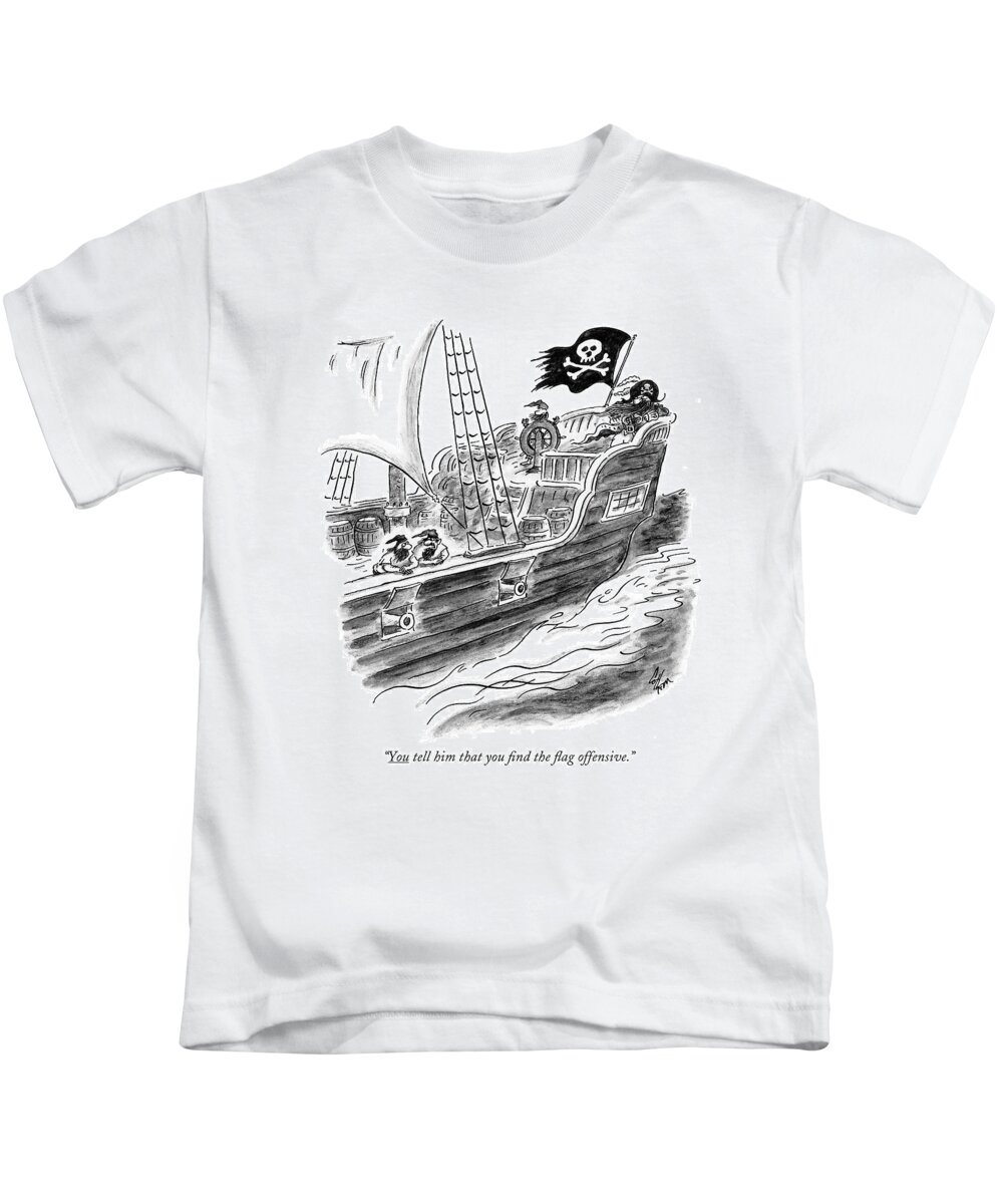Flags Kids T-Shirt featuring the drawing You Tell Him That You ?nd The ?ag Offensive by Frank Cotham