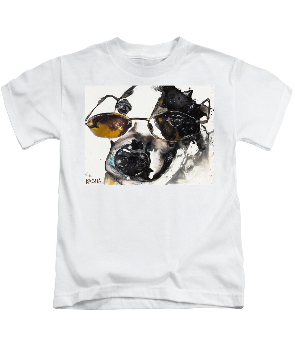 Dog Kids T-Shirt featuring the painting Zazu by Kasha Ritter