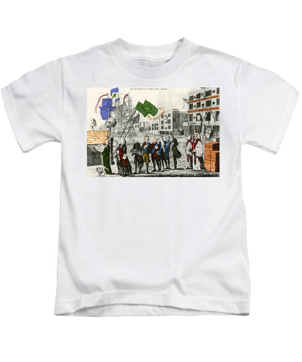 Cartoon Kids T-Shirt featuring the photograph Cartoon, Repeal Of The Stamp Act #1 by Photo Researchers