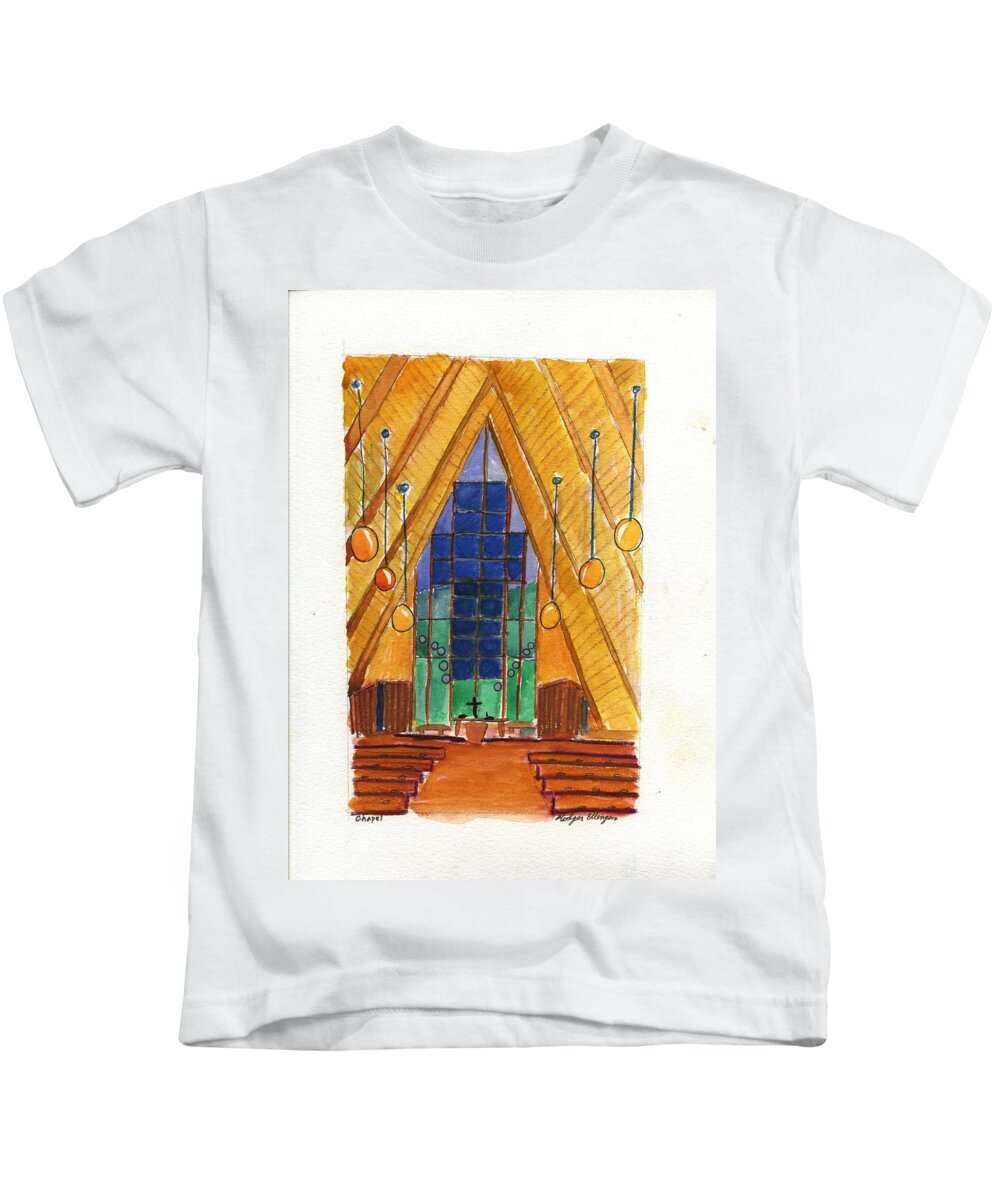 Chapel Kids T-Shirt featuring the painting Placerville Chapel #1 by Rodger Ellingson