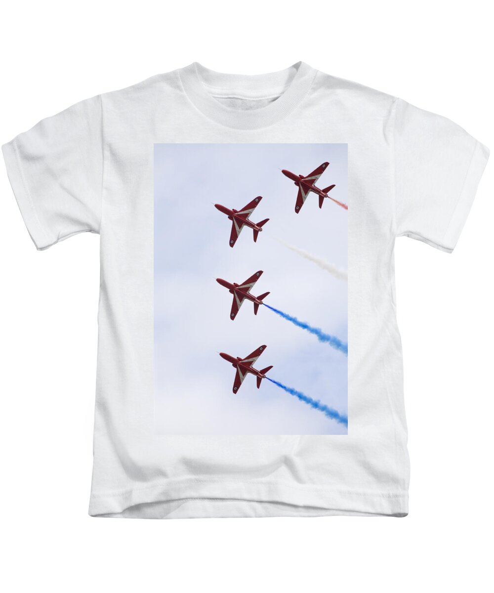Red Kids T-Shirt featuring the photograph The Red Arrows #5 by Ian Middleton